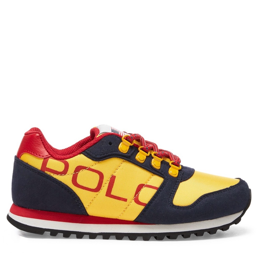 Polo Ralph Lauren Oryion II Sneakers Youth Size 6 Yellow Navy Retro Running Shoe